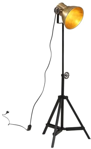 vidaXL Stehleuchte, Stehlampe für Wohnzimmer Esszimmer Büro, Standleuchte Verstellbares Design, Leselampe, Industrie-Stil, 25W Vintage-Messing E27