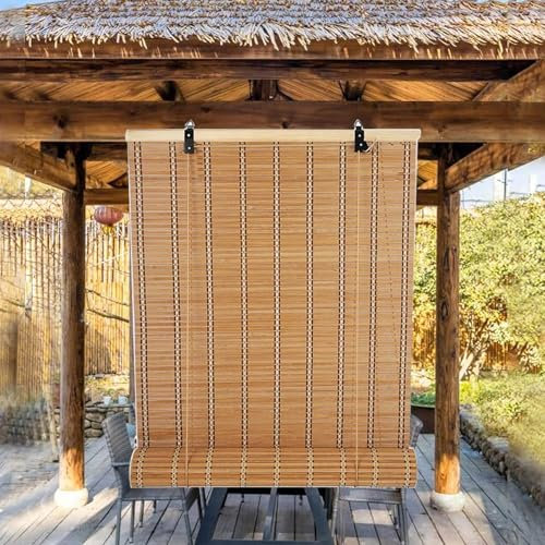 Retro Bambus Rollo Bambus Jalousine,Natürliche Bambus-Rollo Raffrollo Terrasse Türvorhang Sichtschutz Sonnenschutz Bambus Jalousie,für Innenhaus,Büro,Küche,anpassbar(W×H:45x60cm)