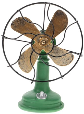 Amosfun Vintage Fan Decor Grün Harz Casual Stehen Decor Fan Eisen Post Abgeschrägte Basis