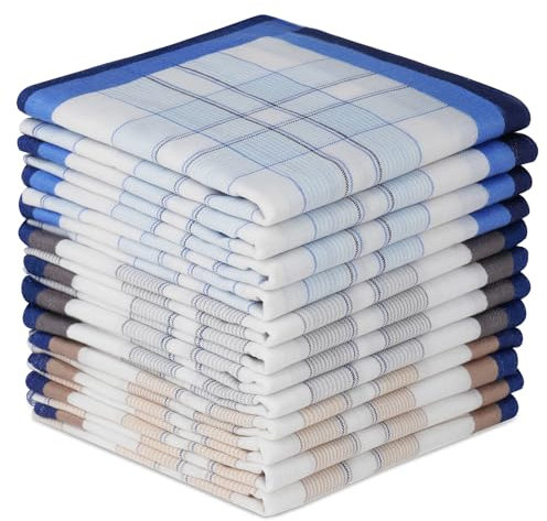 AYBUY Taschentücher Herren, 12 Stück Stoff Taschentücher Herren, Baumwolle Herrentaschentücher Stofftaschentuch, Wiederverwendbar Herrentaschentücher, 40cm x 40cm (C)