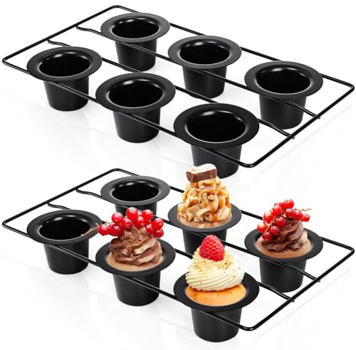 Acshio 2 Pack Popover Pans, 12 Cups Nonstick Muffin Cupcake Pan, Carbon Steel Round Cheesecake Tin Bakeware Mould for Oven Baking, Muffins, Quiches, Pudding Cakes