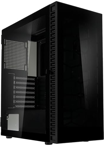 Kolink Observatory HF Glass Core PC-Gehäuse – Schwarz | ATX Midi-Tower mit Glasfront & Seitenteil, Hochwertiger Airflow, 420 mm Radiator-Support, Kabelführung