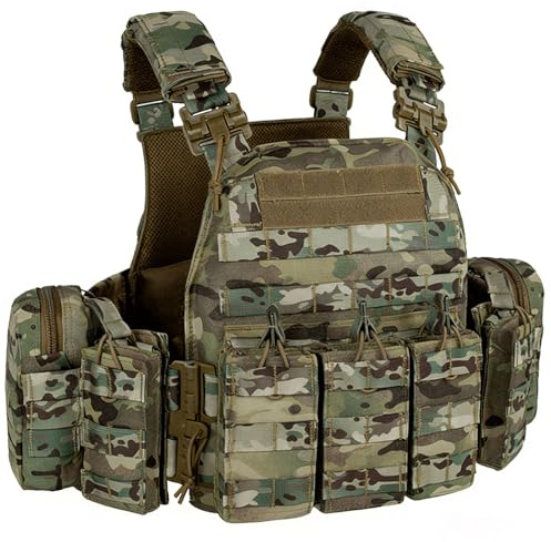 vAv YAKEDA Tactical Outdoor Vest Quick Release Adjustable Hunting Vest with PALS Molle System (US, Alpha, One Size, Regular, Regular, CP)