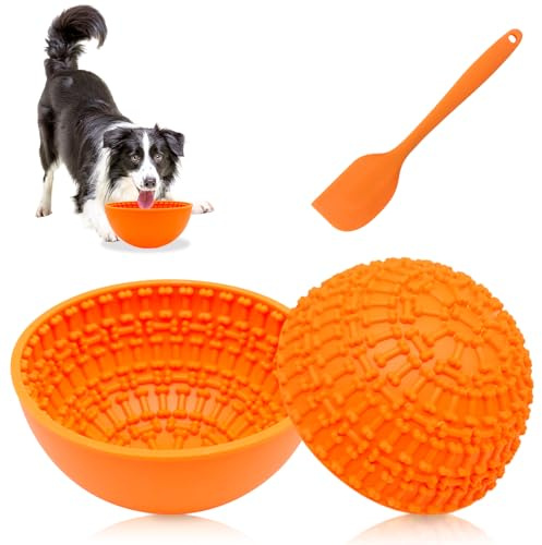 Silikon-Lecknapf für Hunde, lustig, langsamer Futternapf, rutschfest, interaktiv, Anti-Ersticken, langsames Fressen, gesünder (orange)
