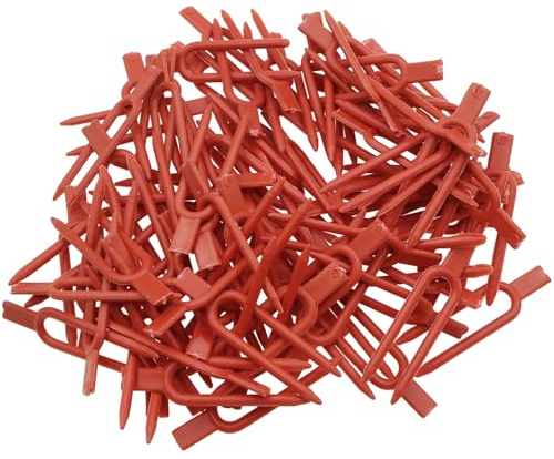 safycaby 150 Stück Kunststoff-Garten-Pflanzennadeln, Gartenpflanzen-Befestigungs-Clips, Erdbeer-Clips, Rebenbefestigungswerkzeug für landwirtschaftliche Nutzung, Rot, 5 cm