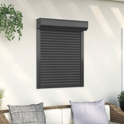 Somanki Rollladen Aluminium, Aussenrolladen, Schrank Rollo, Außenrollo, Sonnenschutzrollo Außen, 80 x 100 cm Anthrazit