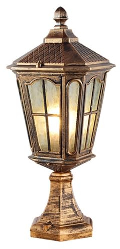 DONGDAWAN Gold Outdoor Pillar Light Vintage Exterior Lamp Post Light Fixture with Pier Mount Base Garden Lamp in Cast Aluminum Housing Exterior Lantern Column Lamp E27 Socket Post Light Fixture