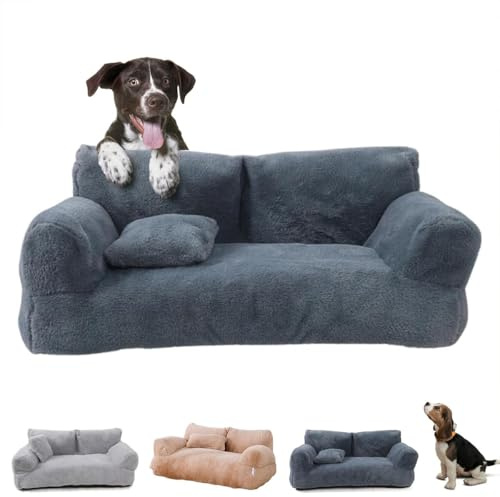 Canapé-lit Doux Et Apaisant pour Chat Canapé Apaisant pour Animaux De Compagnie Canapé Moelleux en Peluche pour Chien Canapé Amovible Et Lavable en Coton PP pour Chats (S,Gris Foncé)