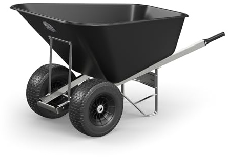 Agri Barrow Wheel Barrow 200 Litre Plastic Wheelbarrow with Puncture Proof Twin Fat Tyres, Black – Ideal for Equestrians, Farmers, Gardeners, Stable Yards, and Heavy-Duty Use