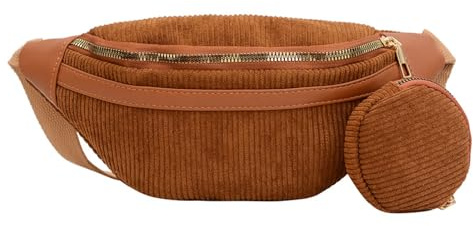 KATIMI Cord Bauchtasche Braun, Gürteltasche für Damen und Herren, Fanny Pack Festival Hip Bag Hüfttasche Stylisch