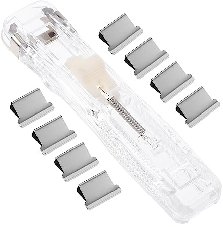 HAPINARY Cucitrice Portatile per Ufficio in Plastico e Metallo con Clip Riutilizzabili, Resistente e Non Danneggia la Carta, per Studio e Documenti