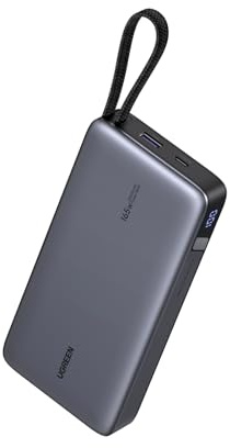 UGREEN Nexode Power Bank, 25,000mAh 165W Laptop Portable Charger with 2 Built-in USB-C Cables, 90Wh Fast Charging Business Travel Battery Pack for MacBook Pro/Air/ipad/iPhone 17/Samsung/Dell/HP/Lenovo