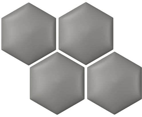 Wzmazingly 3D Wandpaneele Gepolstert, Packung mit 2/3/4, Wanddekoration Selbstklebend Hexagon Kollisionsschutz Kopfteil Wandkissen für Kinderzimmer, Wohnzimmer(Dark Gray,30x34.5cm-4pcs)