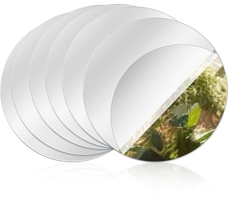 QfwdfcTrenz 6 Stück Rund Klebespiegel Selbstklebend, 15cm Runder Klebespiegel, Selbstklebender Acryl-Spiegel, Unzerbrechlicher Spiegelkreis, Rahmenlos Acryl-Spiegelfliesen für Wohnzimmer Schlafzimmer