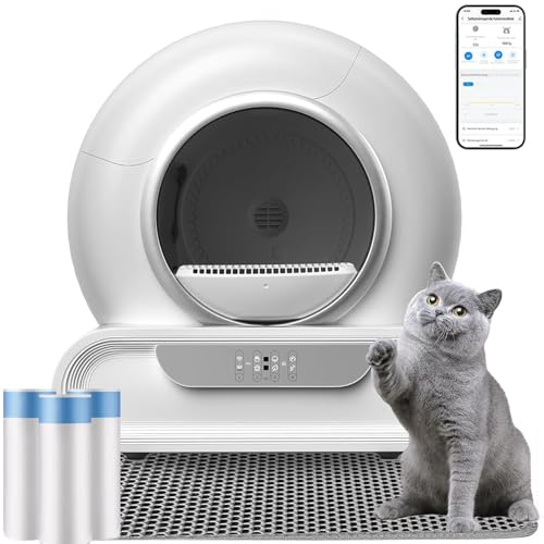 Selbstreinigende Katzentoilette, Katzenklo Selbstreinigend Groß, 65L + 9L, Elektrisches Katzenklo XXL, APP-Steuerung, Niedriger Einstieg, Automatisches Katzenklo für Mehrere Katzen (XL-5)
