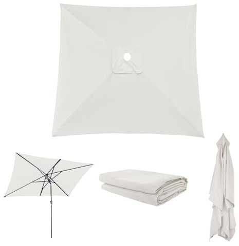 Baldacchino Di Ricambio Per Ombrellone Quadrato 200cm 300cm 4/6/8 Stecche, AntisUV Telo Di Rechange Per Ombrellone Da Esterno, Sostitutivo Per Terrazza Giardino Piscina Spiaggia Tavolo(Off-white,3X3m)