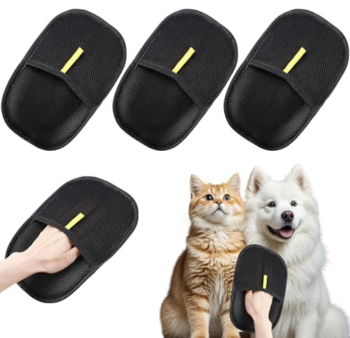 GWAWG - Guante magnético antipelo de 4 piezas - Guante de aseo 2 en 1 para gatos y perros, desenredado y masaje, lavable para sofás y ropa
