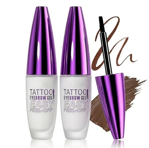 2PCS Peel Off Augenbrauen Gel - Peel Off Eyebrow Tint - Augenbrauen Tatt-oo Wasserfest - Augenbrauen Tint Dark Brown - Lang Anhaltender Transferproof Eyebrow Gel
