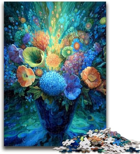 Puzzle 1000 pièces pour Adolescents et Adultes, Peinture de Fleurs dans Un Vase, Puzzle Adulte, Vacances à la Maison, pièces de Formes aléatoires entièrement emboîtables 38x26cm