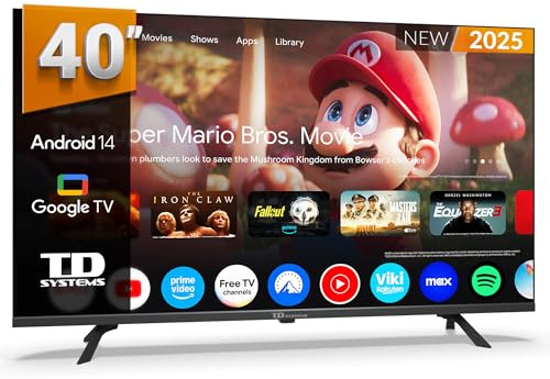 TD Systems - Smart TV 40 Pouces Full HD, Android 14 GTV, télévision TNT HD, modèle 2025, téléviseur avec 2 Ans de Garantie - PRIME40K21GLE