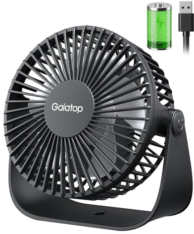 Gaiatop Ventilador de escritorio, ventilador de escritorio portátil, 3 velocidades ajustables, color negro