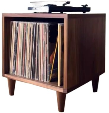 MCLIUJIA Schallplatten Aufbewahrung Büchern Schallplattenhalter Rack Holz Schallplattenregal Organizer DVD Display Regal for Filmhüllen Fotoalben(Brown)