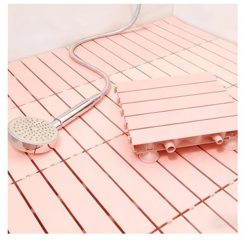 Caillebotis Douche Dalles Clipsables Exterieur Drainage Rapide Coussin Emboîtement Zone de Baignade, Porte D'entrée(16pieces)