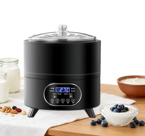 Glowdora Yogurtiera da 8 L/12 L, Yogurtiera con Controllo di Tempo E Temperatura, Yogurtiera Commerciale, Fermentatrice All'aglio Nero, Produttrice di Vino di Riso Dolce per Uso Domestico Black-12L