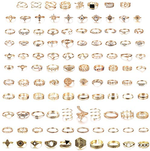 WBDWWTD MILACOLATO 108st Midi Ring Bohemian Knuckle Ring Set Mode Finger Vintage Rose Gold/Golden Stapelbara Ringar för Kvinnor Knuckle Midi Rings