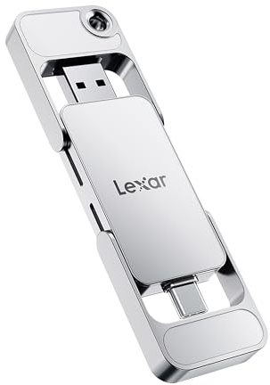 Lexar D70E 1To SSD Externe Dual Drive, Jusqu’à 2000 Mo/s en Lecture et 1800 Mo/s en écriture, SSD Portable sans câble pour périphériques USB-C/USB-A, Compatible avec iPhone 17