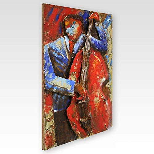 Phoenixarts Metallbild 3D Musiker Kontrabass Metall Bild Jazz Musikant Unikat Wandrelief Orchester - über 40 Motive - 406
