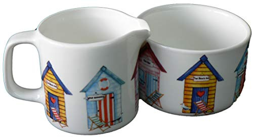 crackinchina Beach Huts milk jug and open sugar bowl set