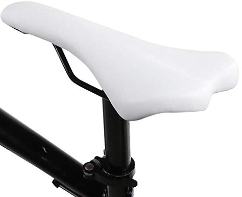 Fahrradsattel, Fahrradsattel, aus PU-Leder, verschleißfest, MTB-Sattel, Fahrradausrüstung (weiß)