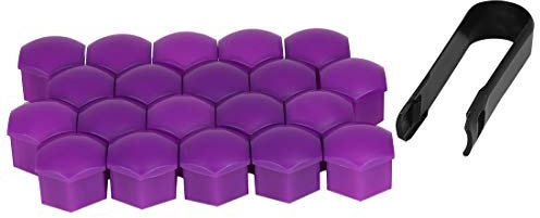 X AUTOHAUX 20pcs 17mm Purple Plastic Car Wheel Nut Lug Hub Covers Dust Caps