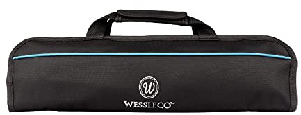 Wessleco Knife Roll, 5-Pocket Chef’s Knife Roll Bag, Knife Bag, Chef Knife Case Nylon Portable Chef Carrying Travel Bag Pouch, Blue(Knives not Included) | Five Knife Slots, Durable Nylon, Portable Storage, Ideal for Chefs Culinary School and Travel