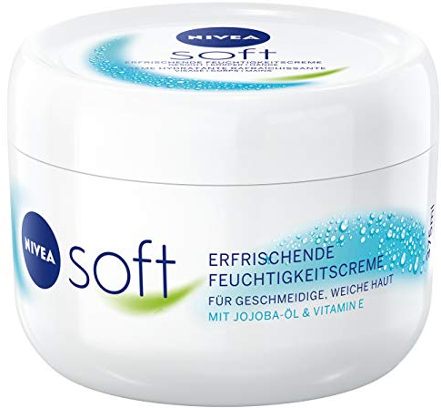 NIVEA Soft erfrischende Feuchtigkeitscreme (375 ml), pflegende Soft Creme mit Vitamin E und Jojoba-Öl, schnell einziehende Hautcreme