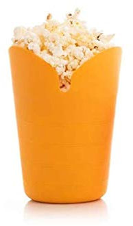 JHNEA Tazón de Palomitas de maíz de Silicona Cubo de Palomitas de maíz doblado Horno de microondas Cubo de Silicona Cubierto Grande Resistente a Altas temperaturas,Yellow