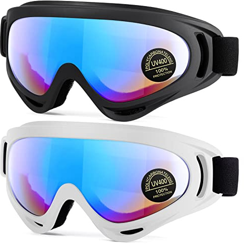 EasYoung 2-Pack Ski Goggles, Compatible for Snowboard, Kids, Teens, Youth, Boys, Girls, Men and Women, Motorcycle, Wind Resistance