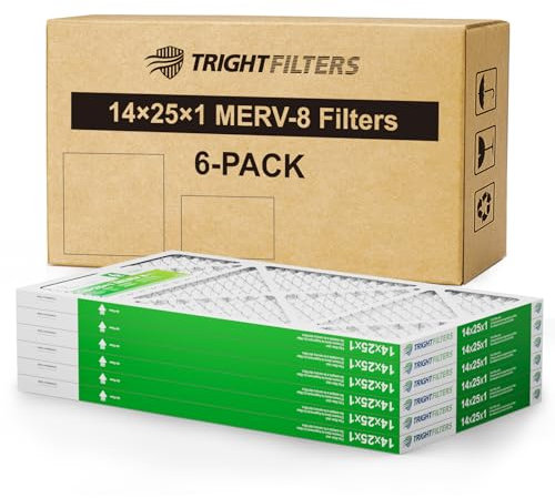 TRIGHTFILTERS MERV 8 14 x 25 x 1 Pleated Oven Air Filter for HVAC Oven (Pack of 6)