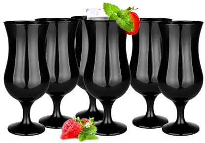Glasmark Krosno Gläser Cocktailgläser Set Longdrink Cocktail Gin Bier Wasser Longdrinkgläser Cocktailgläser Trinkglas Wasserglas Glas Smoothie Dessert Spülmaschinenfest Schwarz 6 x 420ml