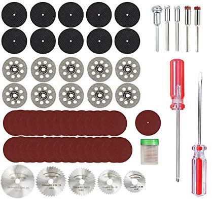 JAINGU Mini Circular Saw Blade Set 62pcs Metal Diamond Cutting Discs With Mandrel Cut-off Metal Saw Blade