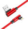 2m Nylon Gaming 90 Grad Winkel USB Ladekabel Datenkabel kompatibel mit iPhone 13 12 Pro Max mini 11 XS XR X 10 8 7 6S 6 Plus 5 SE - rot