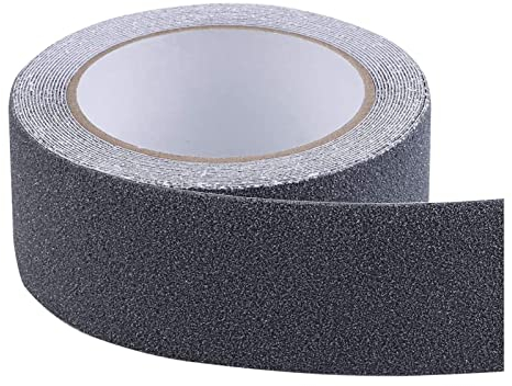 WELSTIK nastro antiscivolo, forte adesivo, nastro autoadesivo antiscivolo, adatto per uso interno ed esterno, per la sicurezza del lavoro e della famiglia. Cintura di sicurezza, 5cm x 5m, Nero