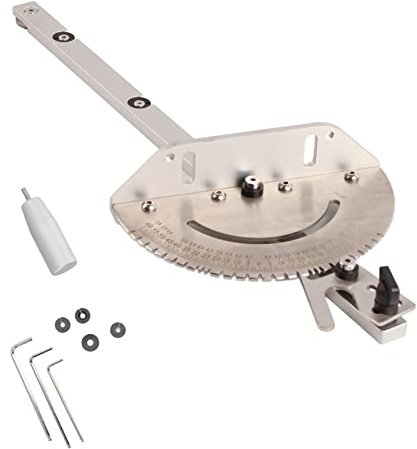 Gehrungslehre mit Hoher Genauigkeit, Aluminium-Tischsäge Gehrungslehre Zubehör für Gehrungssägen mit Mehreren Winkelanschlägen für die Holzbearbeitung, 17,7 X 2,2 X 7 Zoll