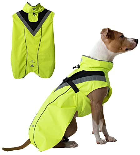 DOGOPAL Regenmantel Hund wasserdicht für kleine & große Hunde - Gelber Hunderegenmantel mit Reflektorstreifen - Wasserdichter Hundemantel, Regenschutz & Regenjacke (Gelb, M)