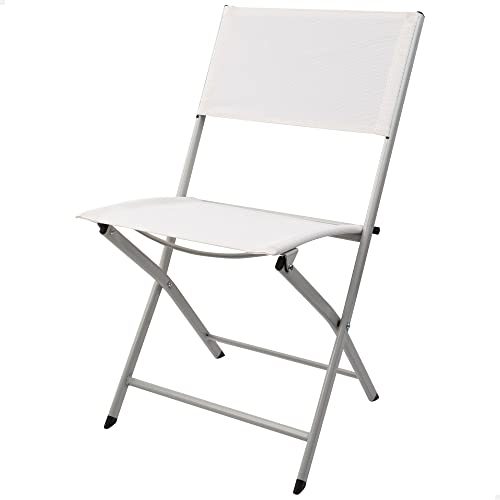 Aktive 61109 - Sedia da giardino pieghevole bianca, Dimensioni 46x55x81cm, tessuto in textilene resistente, Peso massimo. Supporta 110 kg, sedie pieghevoli bianche, sedie pieghevoli da esterno