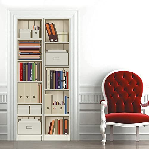 3D Türaufkleber Türtapete Selbstklebend Türposter Bücher Bücherregal Bücherregal 77 X 200 Cm Türfolie Poster Tapete Fototapete Wasserdichte Abnehmbare Tapete Vinyl Tür Aufkleber Innentür Schlafzimmer