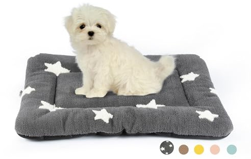 Mora Pets Dog Crate Pad Kennel Bed Crate Mat for Small Dogs Washable Cute Star Pet Bed for Dog Cage Ultra Soft Flat Puppy Cat Kitten Pillow Cushion for Sleeping Anti-Slip Grey 24 x 18