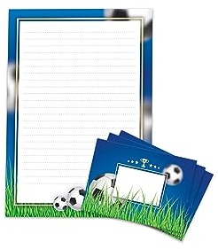Briefpapier-Set Fußball Briefblock Schreibblock mit Umschlag für Jungen Mädchen Kinder Fussball blau (Block A4 mit 25 Blätter + 15 Umschläge)
