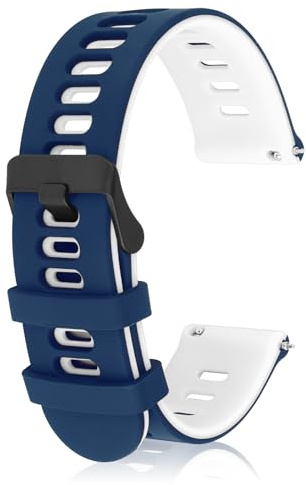 Amaxiu Silicone Watch Bands Quick Release Sport Watchbands Universal Replacement Watch Straps for Men Women, Black Buckle(Blue White, 20mm)